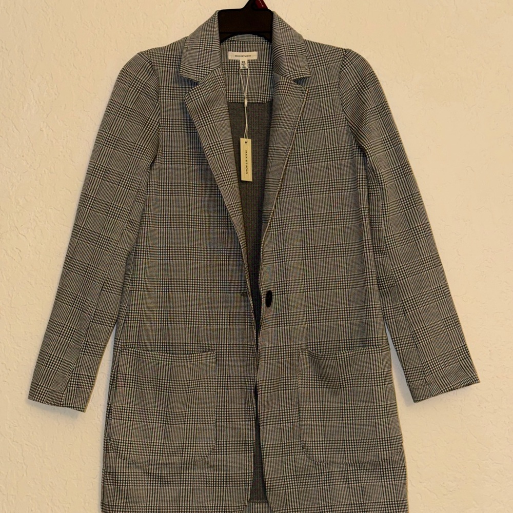 Max Studio Grey Plaid Blazer - Size XS